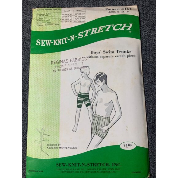 Sew Knit N Stretch Sew Boys Swim Trucks Sewing Pattern sz 8 10 12 161 - uncut - Picture 7 of 11